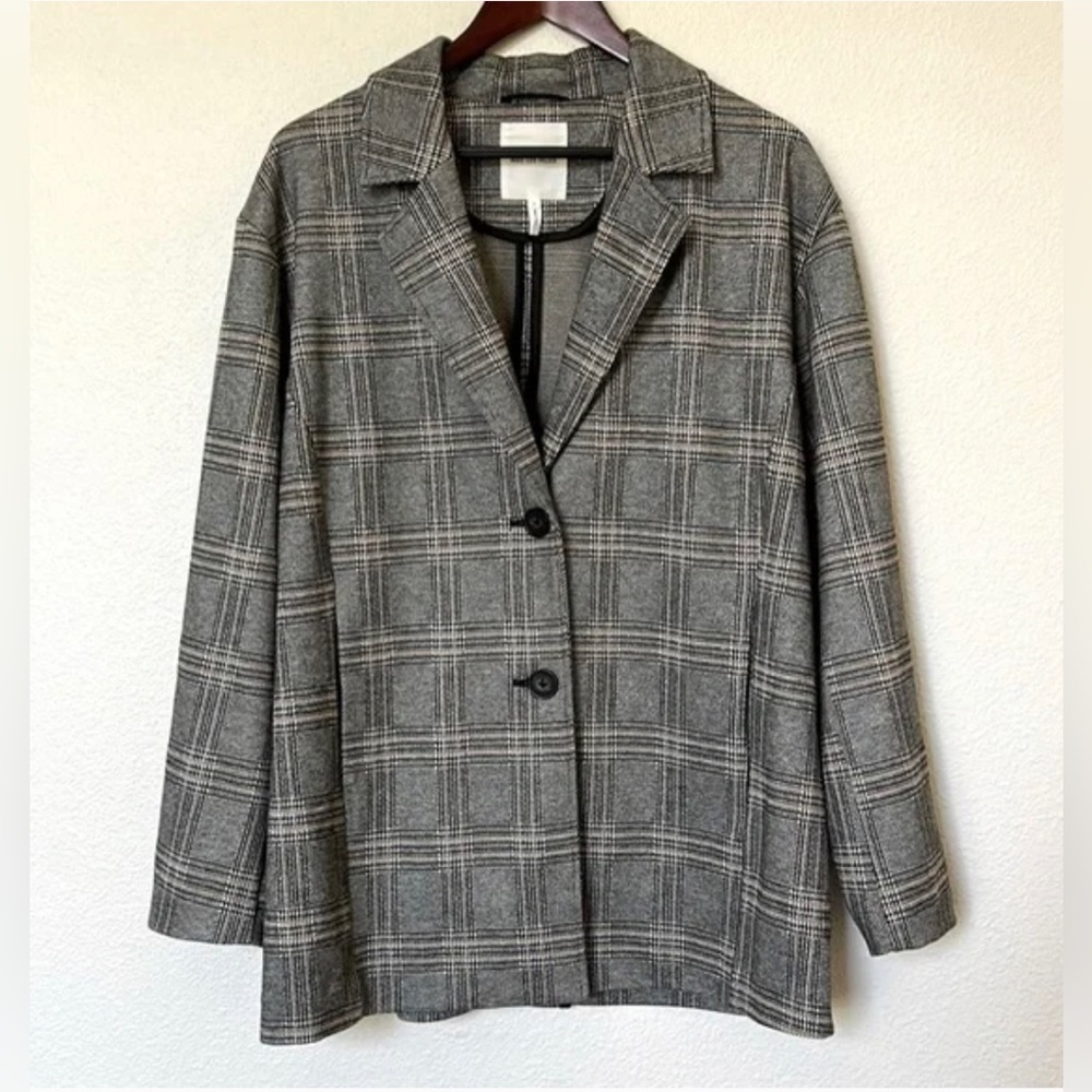 AVEC LES FILLES Oversized Double Breasted
Pocket Plaid Swing Jacket. Size XL. 🔥